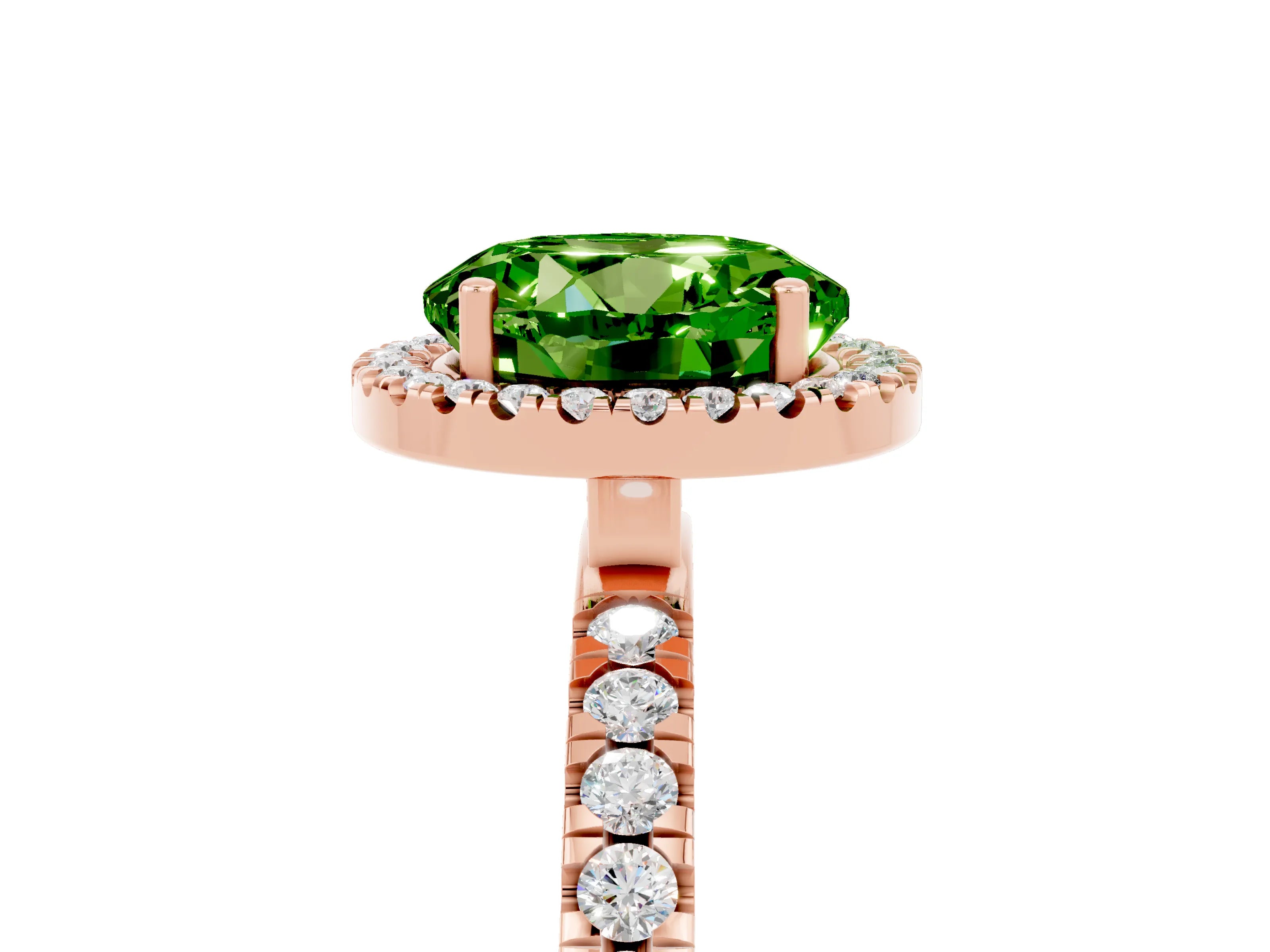 Rose gold Round Cut Halo Diamond Pave Band with Prong Setting_5