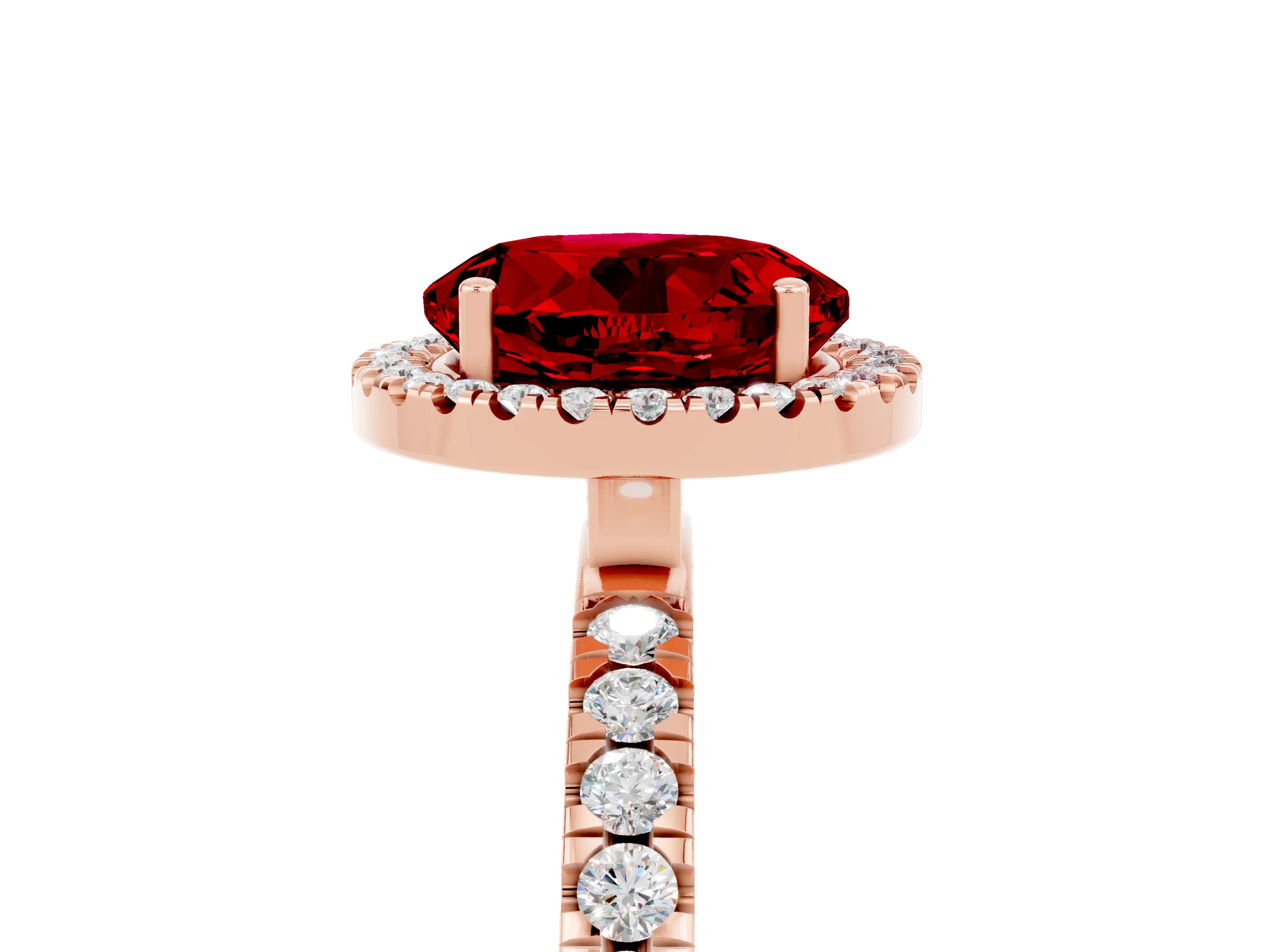 Rose gold Round Cut Halo Diamond Pave Band with Prong Setting_5