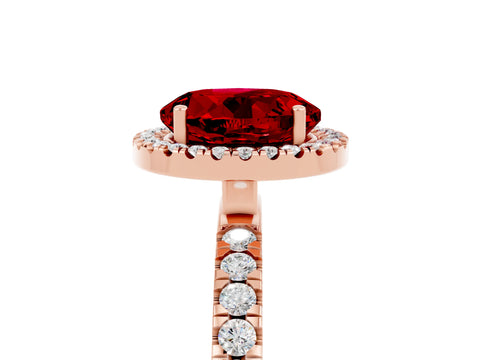 Rose gold Round Cut Halo Diamond Pave Band with Prong Setting_5