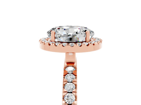 Rose gold Round Cut Halo Diamond Pave Band with Prong Setting_5