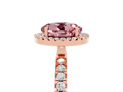 Rose gold Round Cut Halo Diamond Pave Band with Prong Setting_5