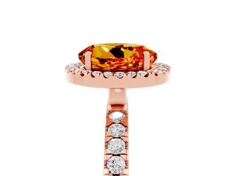 Rose gold Round Cut Halo Diamond Pave Band with Prong Setting_5