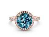 Rose gold Round Cut Halo Diamond Pave Band with Prong Setting