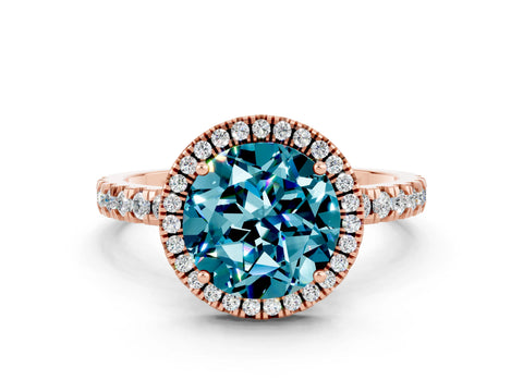 Rose gold Round Cut Halo Diamond Pave Band with Prong Setting