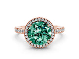 Rose gold Round Cut Halo Diamond Pave Band with Prong Setting