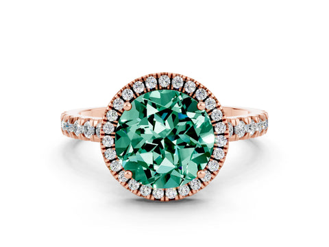 Rose gold Round Cut Halo Diamond Pave Band with Prong Setting