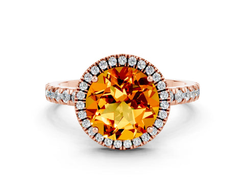 Rose gold Round Cut Halo Diamond Pave Band with Prong Setting