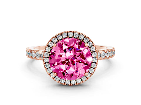 Rose gold Round Cut Halo Diamond Pave Band with Prong Setting