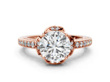 Rose gold Round Cut Halo Diamond Ring with Channel Set Band and Four-Prong Setting_49