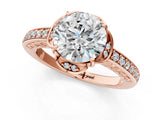 Rose gold Round Cut Halo Diamond Ring with Channel Set Band and Four-Prong Setting_50