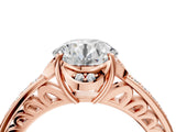 Rose gold Round Cut Halo Diamond Ring with Channel Set Band and Four-Prong Setting_53