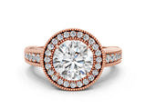 Rose gold Round Cut Halo Diamond Ring with Pavé Band and Four-Prong Setting_91