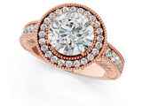 Rose gold Round Cut Halo Diamond Ring with Pavé Band and Four-Prong Setting_92