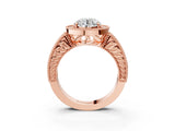 Rose gold Round Cut Halo Diamond Ring with Pavé Band and Four-Prong Setting_94
