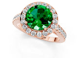 Rose gold Round Cut Halo Diamond Ring with Pavé Band and Three-Prong Setting_1