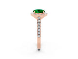 Rose gold Round Cut Halo Diamond Ring with Pavé Band and Three-Prong Setting_2