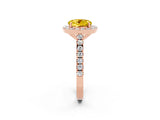 Rose gold Round Cut Halo Diamond Ring with Pavé Band and Three-Prong Setting_2