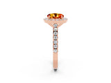 Rose gold Round Cut Halo Diamond Ring with Pavé Band and Three-Prong Setting_2