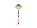 Rose gold Round Cut Halo Diamond Ring with Pavé Band and Three-Prong Setting_2