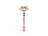 Rose gold Round Cut Halo Diamond Ring with Pavé Band and Three-Prong Setting_2