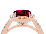 Rose gold Round Cut Halo Diamond Ring with Pavé Band and Three-Prong Setting_4