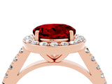 Rose gold Round Cut Halo Diamond Ring with Pavé Band and Three-Prong Setting_4