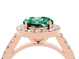 Rose gold Round Cut Halo Diamond Ring with Pavé Band and Three-Prong Setting_4