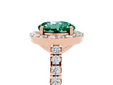 Rose gold Round Cut Halo Diamond Ring with Pavé Band and Three-Prong Setting_5