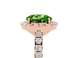 Rose gold Round Cut Halo Diamond Ring with Pavé Band and Three-Prong Setting_5