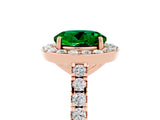 Rose gold Round Cut Halo Diamond Ring with Pavé Band and Three-Prong Setting_5