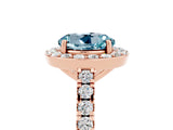Rose gold Round Cut Halo Diamond Ring with Pavé Band and Three-Prong Setting_5
