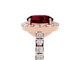 Rose gold Round Cut Halo Diamond Ring with Pavé Band and Three-Prong Setting_5