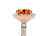 Rose gold Round Cut Halo Diamond Ring with Pavé Band and Three-Prong Setting_5