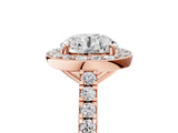 Rose gold Round Cut Halo Diamond Ring with Pavé Band and Three-Prong Setting_8
