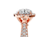 Rose gold Round Cut Halo Diamond Ring with Pavé Band_20