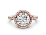 Rose gold Round Cut Halo Diamond Ring with Pave Band and Four-Prong Setting_37
