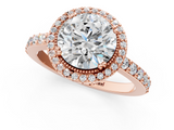Rose gold Round Cut Halo Diamond Ring with Pave Band and Four-Prong Setting_38