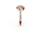 Rose gold Round Cut Halo Diamond Ring with Pave Band and Four-Prong Setting_39