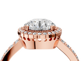 Rose gold Round Cut Halo Diamond Ring with Pave Band and Four-Prong Setting_41