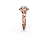 Rose gold Round Cut Halo Diamond Ring with Scrollwork Band and Four-Prong Setting_74