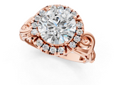 Rose gold Round Cut Halo Diamond Ring with Scrollwork Band and Four-Prong Setting_90