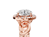 Rose gold Round Cut Halo Diamond Ring with Scrollwork Band and Four-Prong Setting_94