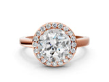 Rose gold Round Cut Halo Diamond Ring with Solitaire Band and Prong Setting_3