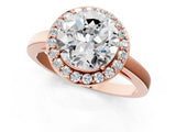 Rose gold Round Cut Halo Diamond Ring with Solitaire Band and Prong Setting_4