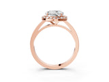Rose gold Round Cut Halo Diamond Ring with Solitaire Band and Prong Setting_6