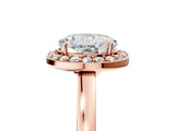 Rose gold Round Cut Halo Diamond Ring with Solitaire Band and Prong Setting_8