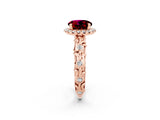 Rose gold Round Cut Halo Diamond Solitaire with Filigree Band and Four-Prong Setting_2