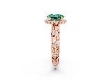 Rose gold Round Cut Halo Diamond Solitaire with Filigree Band and Four-Prong Setting_2