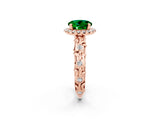 Rose gold Round Cut Halo Diamond Solitaire with Filigree Band and Four-Prong Setting_2