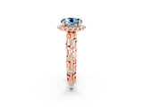 Rose gold Round Cut Halo Diamond Solitaire with Filigree Band and Four-Prong Setting_2